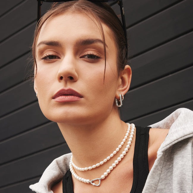 ANIA HAIE Silver Segmented Puffy Huggie Hoop Earrings