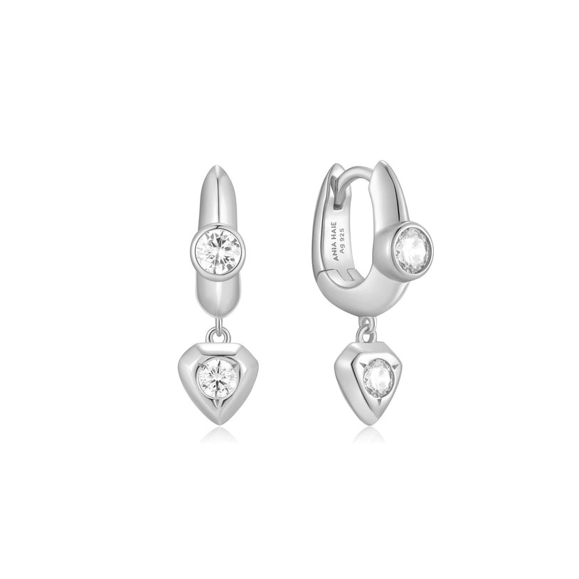 ANIA HAIE Sterling Silver U-Shaped Shield Drop Huggie Hoop Earrings