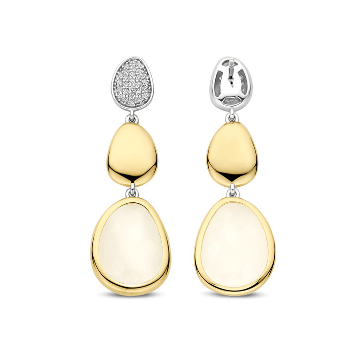 TI SENTO Sterling Silver, Gold-plate Mother of Pearl and Zirconia Triple Drop Earrings