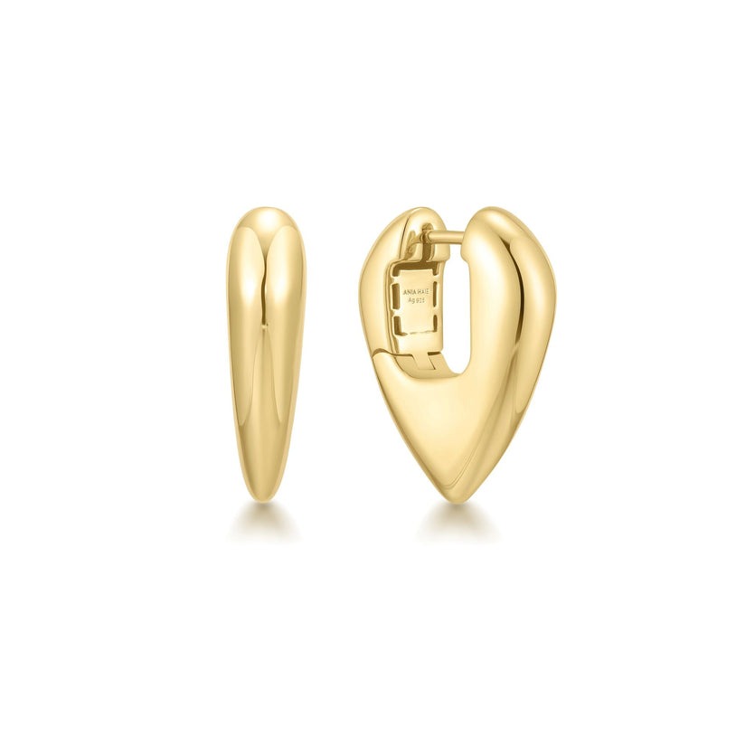 ANIA HAIE Sterling Silver, Gold-plate Puffy Shield Hoop Earrings l Medium