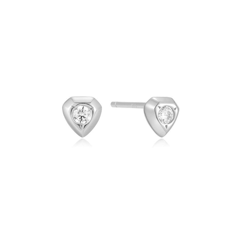 ANIA HAIE Sterling Silver Zirconia Shield Stud Earrings