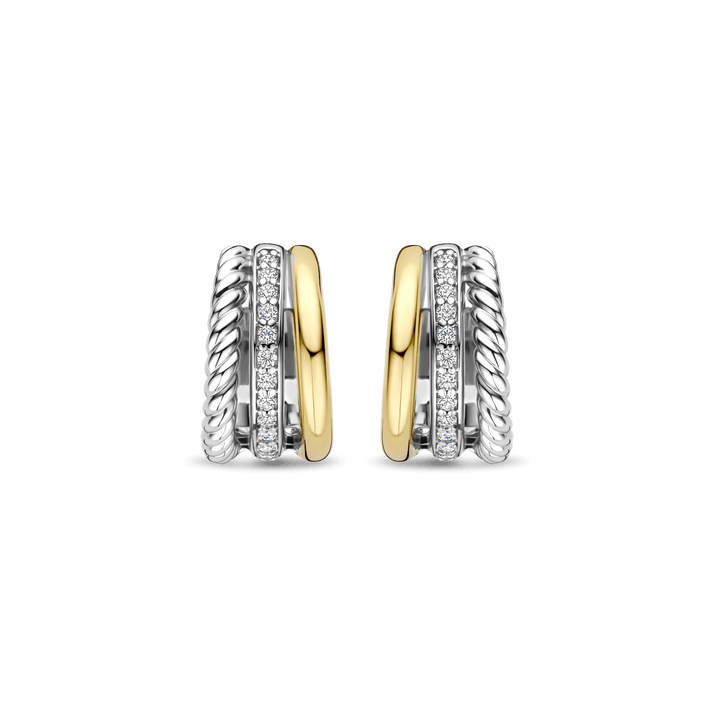 TI SENTO Sterling Silver, Gold-plate with Zirconia Hoop Earrings