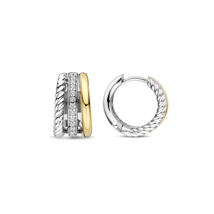 TI SENTO Sterling Silver, Gold-plate with Zirconia Hoop Earrings