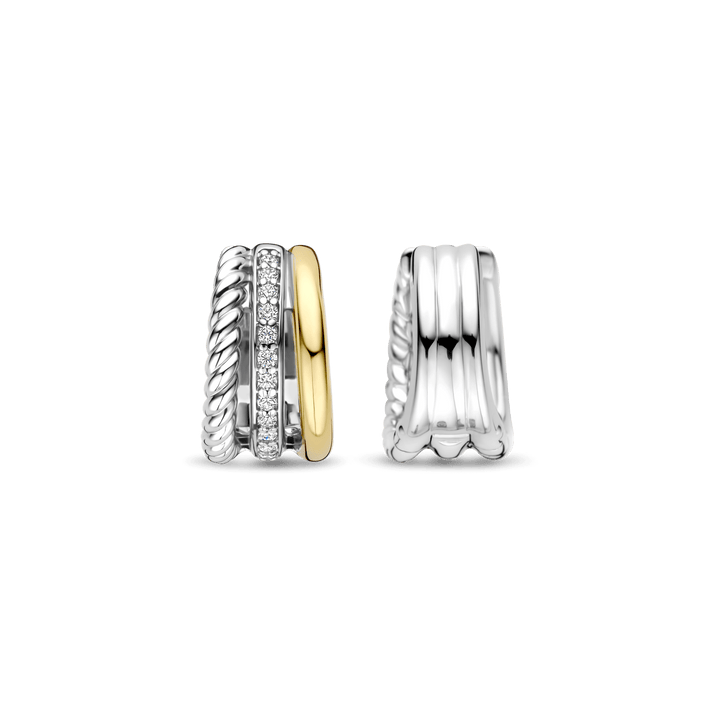 TI SENTO Sterling Silver, Gold-plate with Zirconia Hoop Earrings