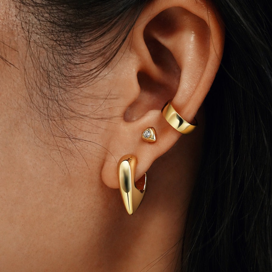 ANIA HAIE Sterling Silver, Gold-plate Zirconia Shield Stud Earrings