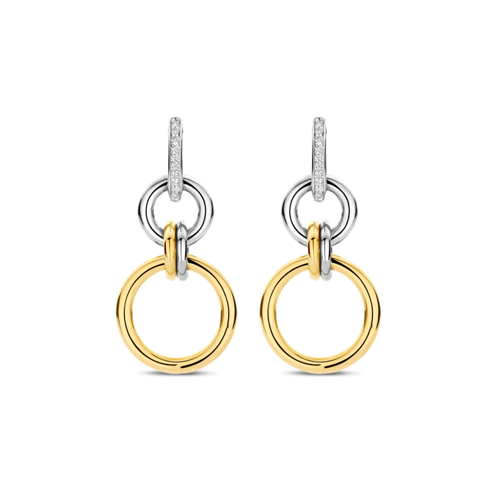 TI SENTO 18k Gold Vermeil and Sterling Silver Zirconia Circle Hoops