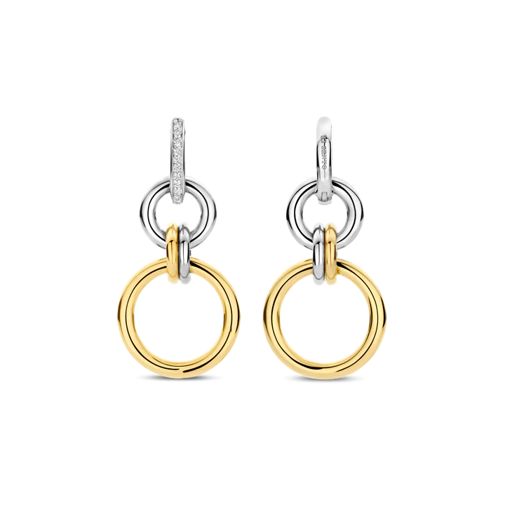 TI SENTO 18k Gold Vermeil and Sterling Silver Zirconia Circle Hoops
