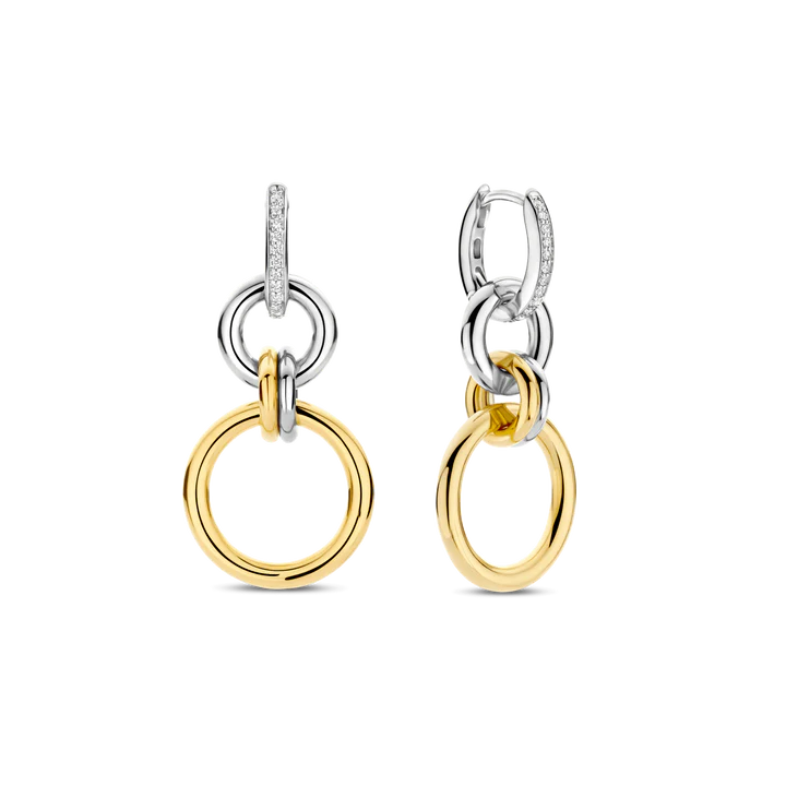 TI SENTO 18k Gold Vermeil and Sterling Silver Zirconia Circle Hoops