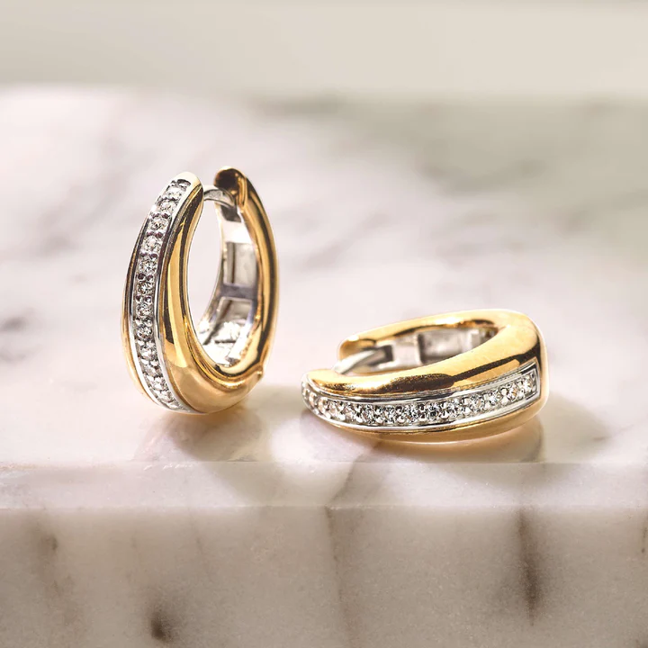TI SENTO 18K Gold Vermeil and Sterling Silver with Zirconia Layered Hoop Earrings