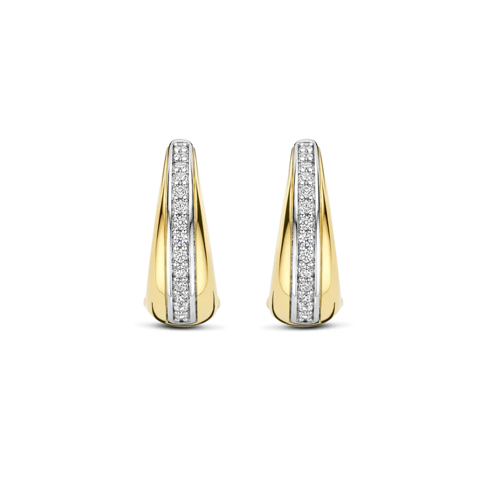 TI SENTO 18K Gold Vermeil and Sterling Silver with Zirconia Layered Hoop Earrings