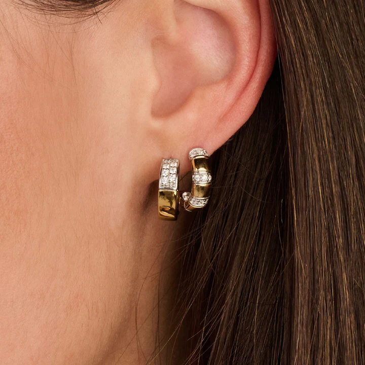 TI SENTO 18K Gold Vermeil and Sterling Silver Zirconia Hoop Earrings