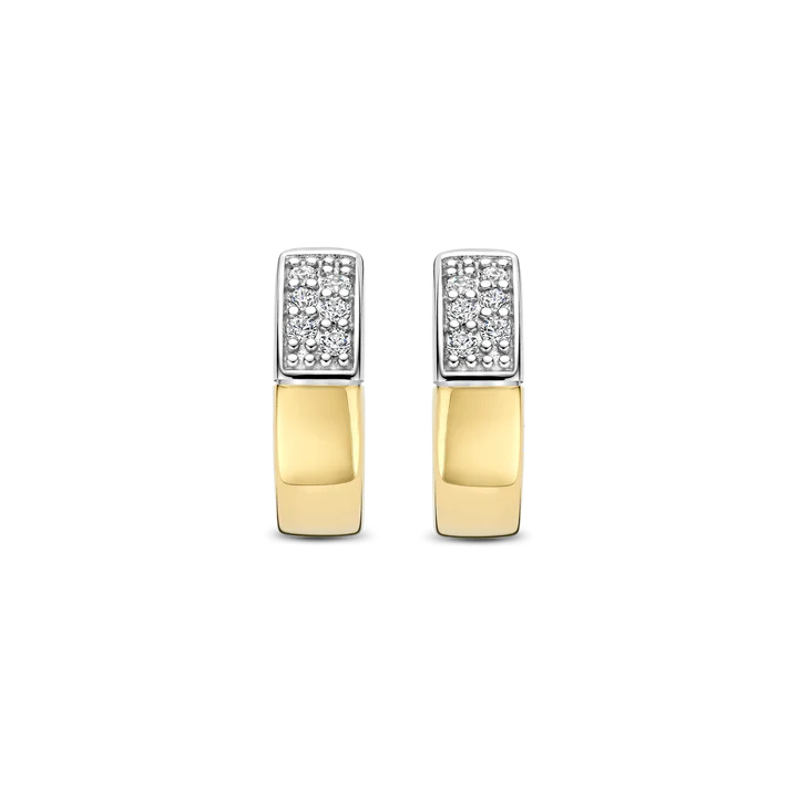 TI SENTO 18K Gold Vermeil and Sterling Silver Zirconia Hoop Earrings