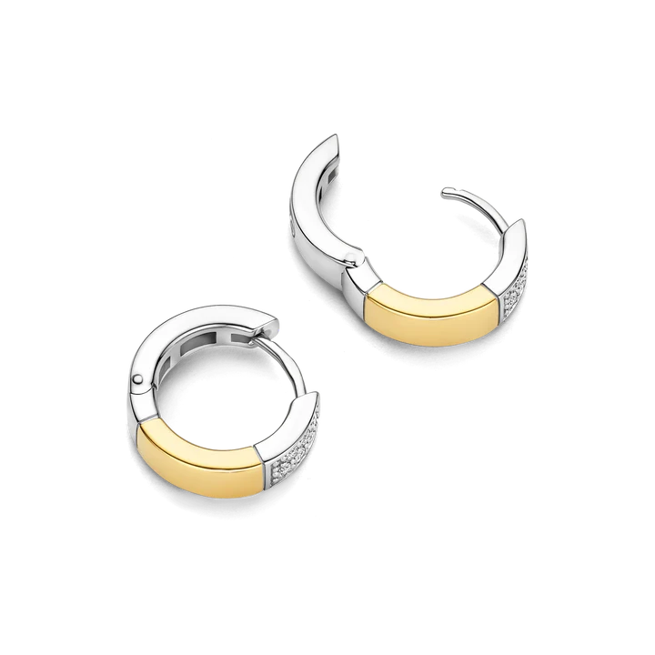 TI SENTO 18K Gold Vermeil and Sterling Silver Zirconia Hoop Earrings