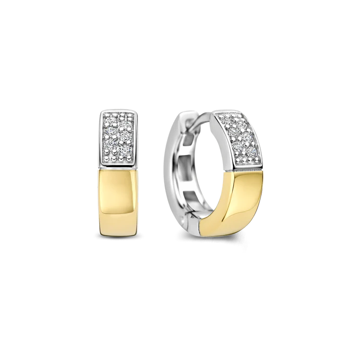 TI SENTO 18K Gold Vermeil and Sterling Silver Zirconia Hoop Earrings