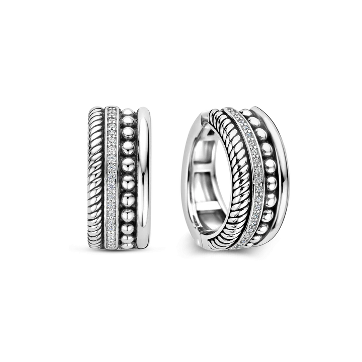 TI SENTO Sterling Silver Zirconia Hoop Earrings