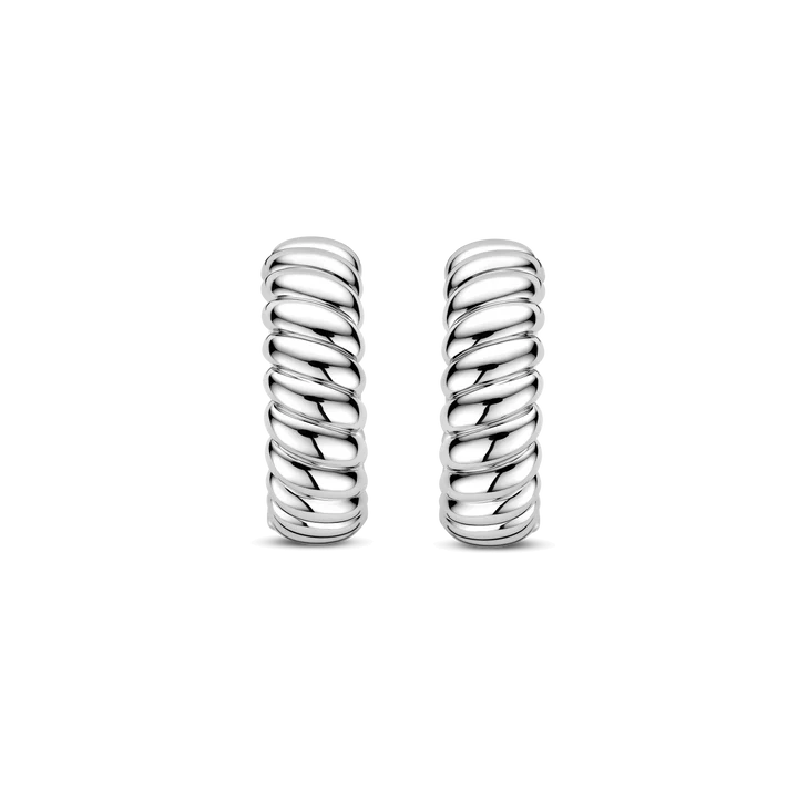 TI SENTO Sterling Silver Ribbed Hoop Earrings