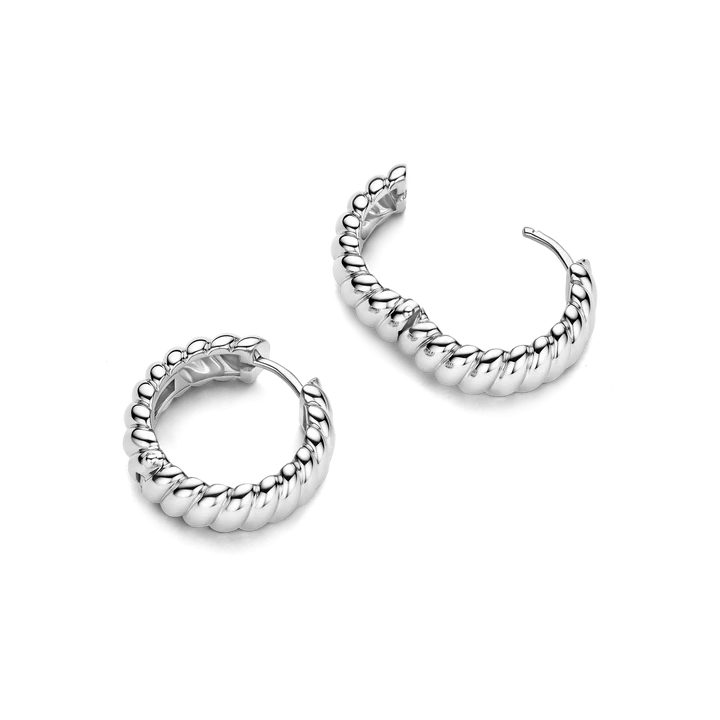 TI SENTO Sterling Silver Ribbed Hoop Earrings