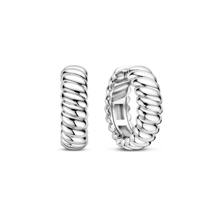 TI SENTO Sterling Silver Ribbed Hoop Earrings