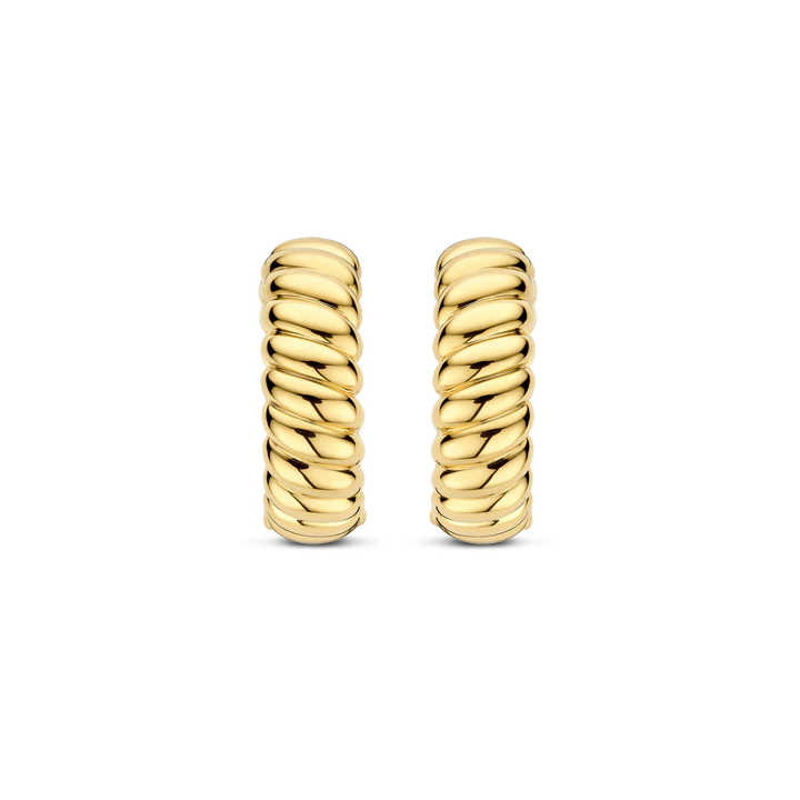 TI SENTO 18k Gold Vermeil and Sterling Silver Ribbed Hoop Earrings