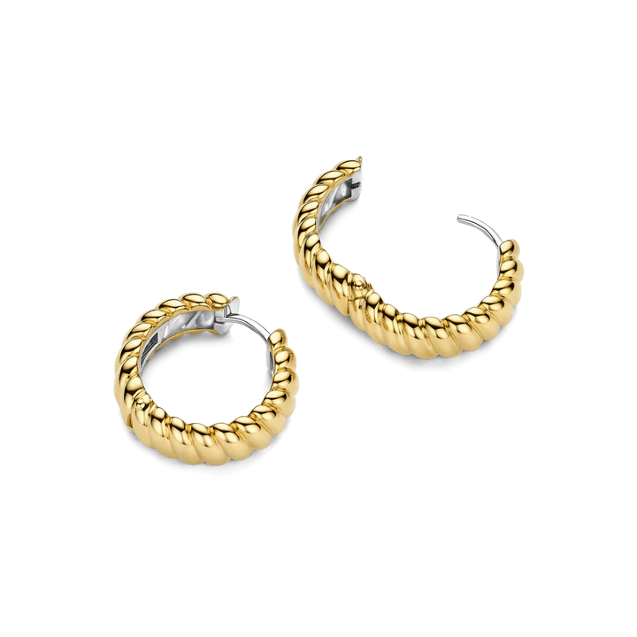 TI SENTO 18k Gold Vermeil and Sterling Silver Ribbed Hoop Earrings