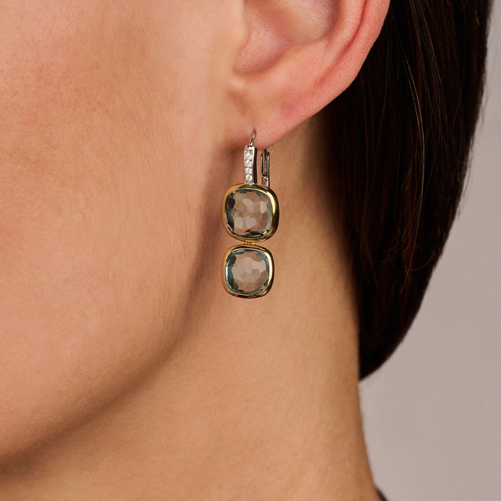 TI SENTO Sterling Silver and 18k Vermeil with Zirconia Double Cushion Earrings
