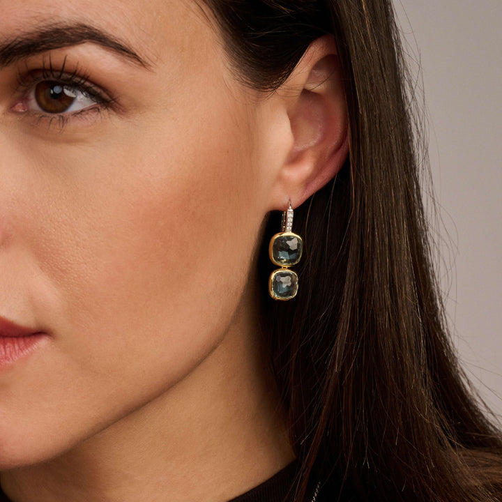 TI SENTO Sterling Silver and 18k Vermeil with Zirconia Double Cushion Earrings