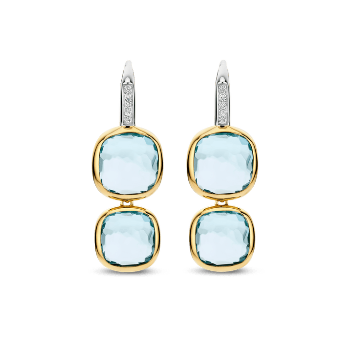 TI SENTO Sterling Silver and 18k Vermeil with Zirconia Double Cushion Earrings