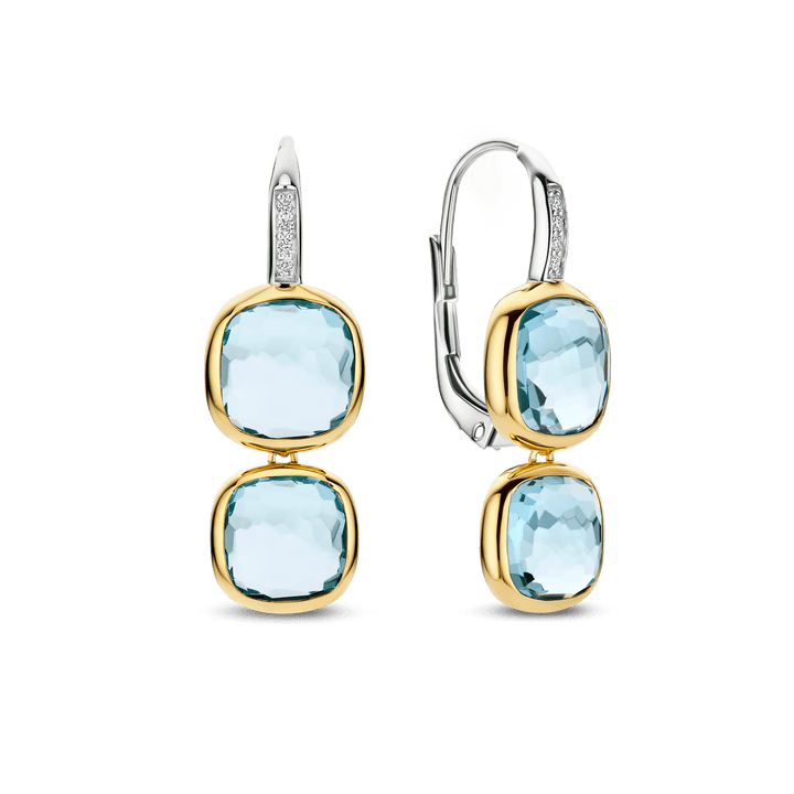 TI SENTO Sterling Silver and 18k Vermeil with Zirconia Double Cushion Earrings