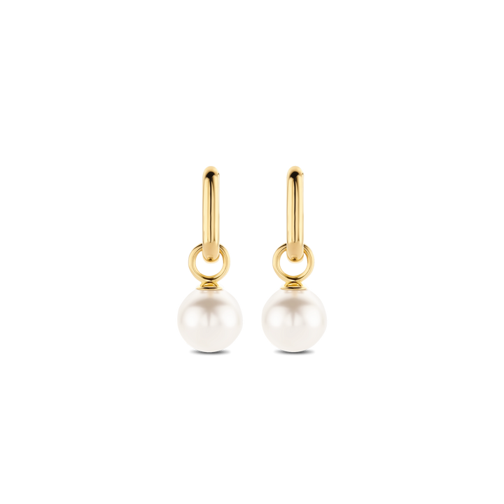 TI SENTO Sterling Silver and 18k Gold Vermeil Shell Pearl Charm Earrings