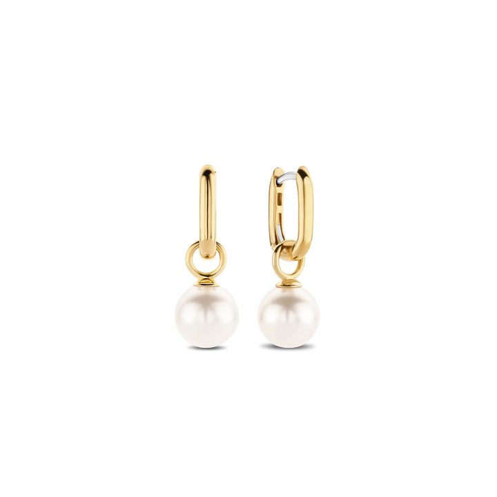 TI SENTO Sterling Silver and 18k Gold Vermeil Shell Pearl Charm Earrings