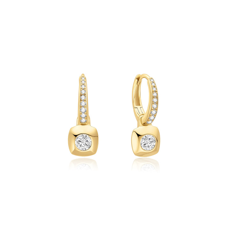 ANIA HAIE Silver, Gold-plate Modern Bezel-Set Zirconia Huggie Hoop Earrings