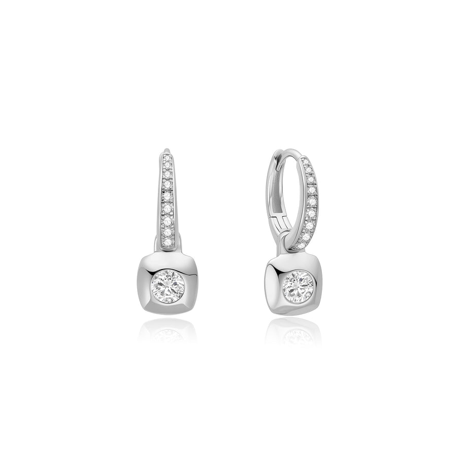 ANIA HAIE Silver Modern Bezel-Set Zirconia Huggie Hoop Earrings