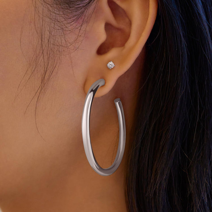 ANIA HAIE Sterling Silver Classic Tube Oversized Hoop Earrings l 48mm