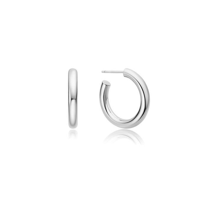 ANIA HAIE Sterling Silver Classic Tube Medium Huggie Hoop Earrings l 23mm