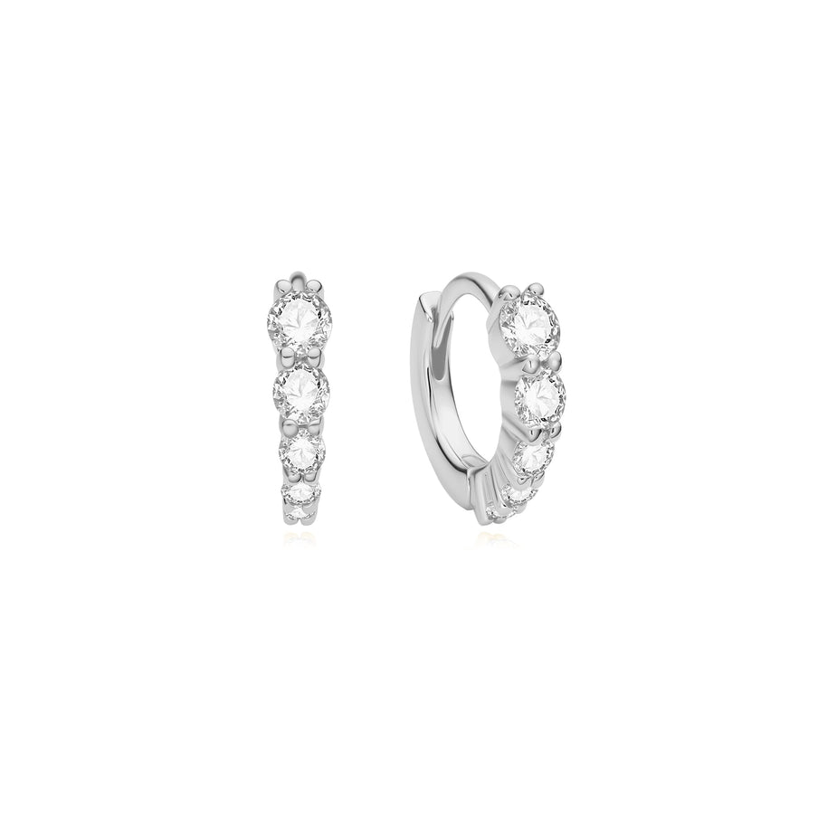 ANIA HAIE Sterling Silver Graduated Sparkle Zirconia Huggie Hoop Earrings