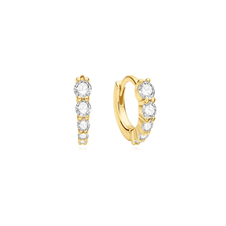ANIA HAIE Sterling Silver, Gold-plate Graduated Sparkle Zirconia Huggie Hoop Earrings
