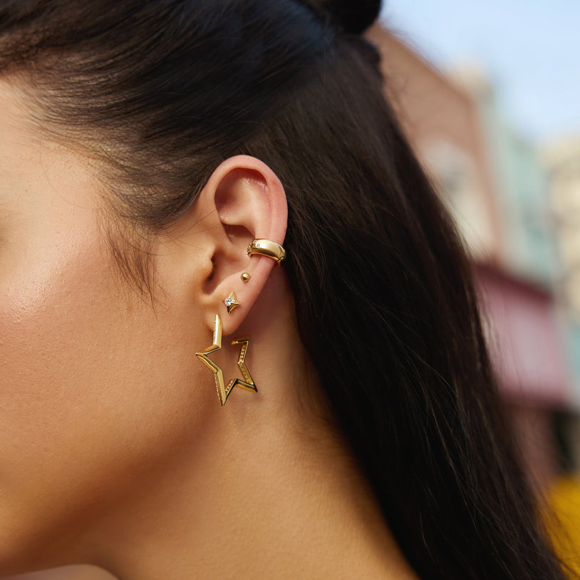 ANIA HAIE Silver, Gold-plate Sparkling Zirconia Star Stud Earrings