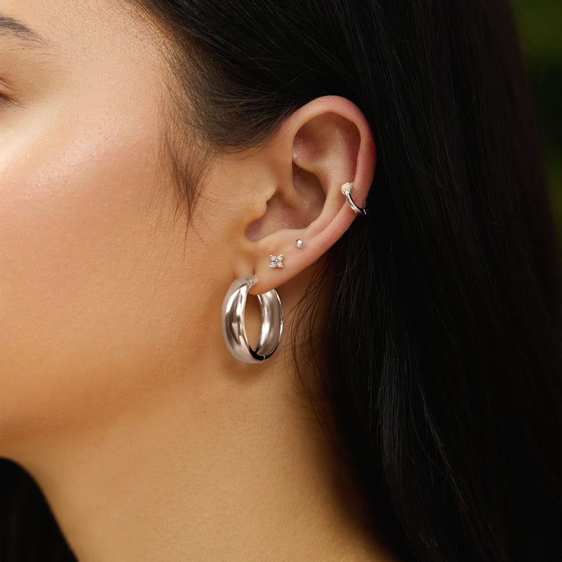 ANIA HAIE Sterling Silver Sparkling Zirconia Four-petal Stud Earrings