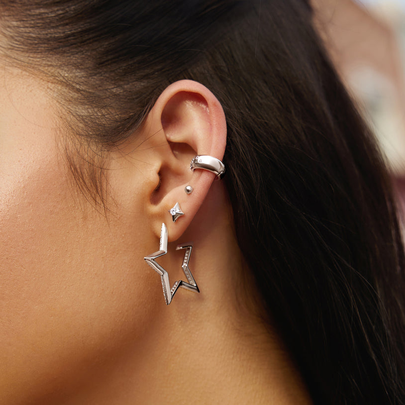 ANIA HAIE Sterling Silver Sparkling Zirconia Star Stud Earrings