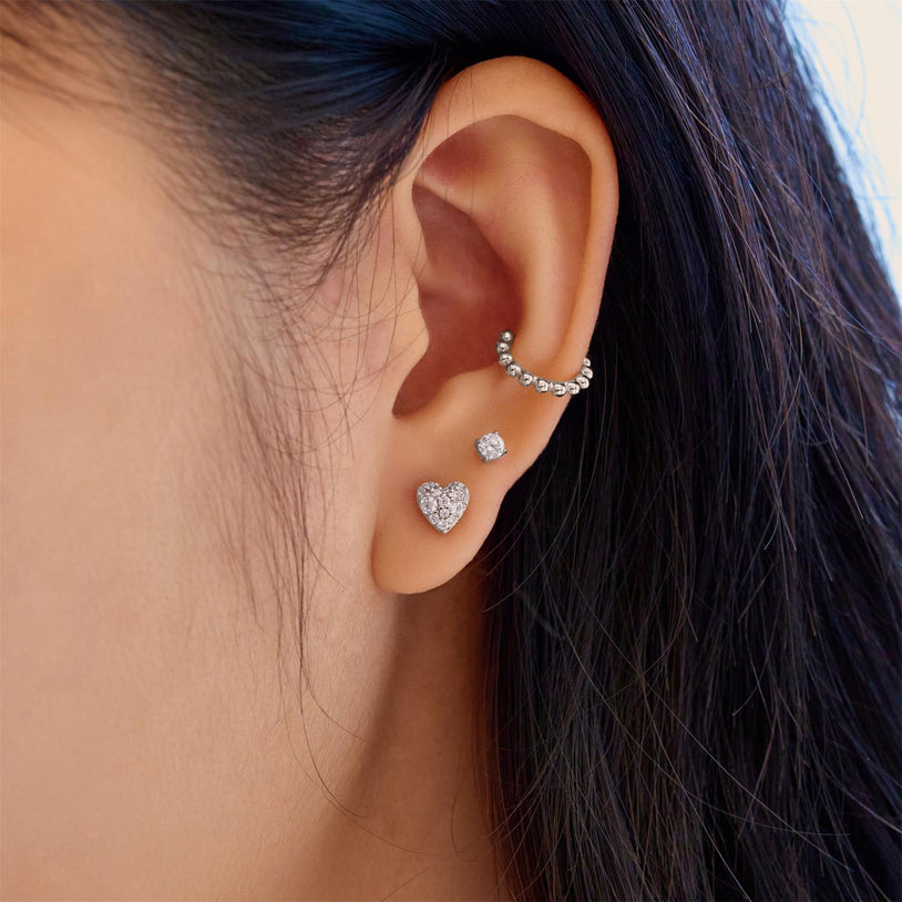 ANIA HAIE Sterling Silver Sparkling Zirconia Heart Stud Earrings