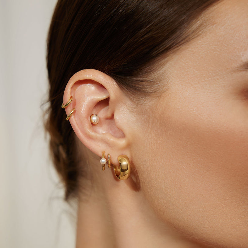 ANIA HAIE Silver, Gold-plate Chubby Medium Huggie Hoop Earring l 12mm