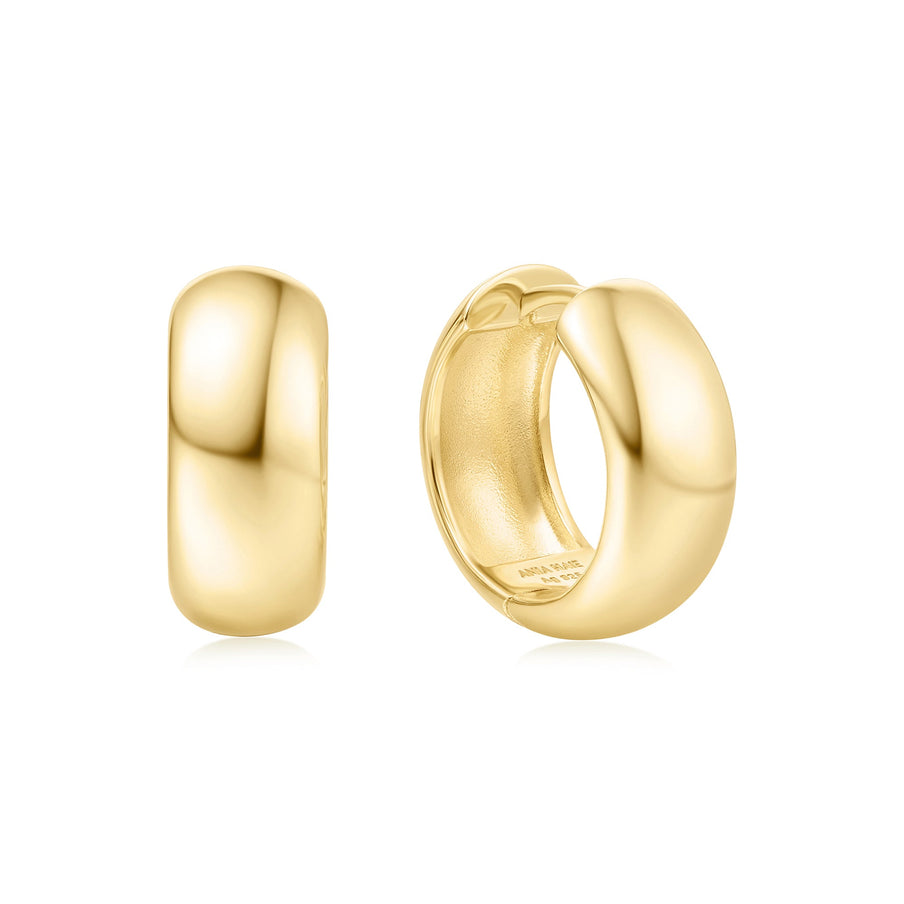 ANIA HAIE Silver, Gold-plate Chubby Medium Huggie Hoop Earring l 12mm