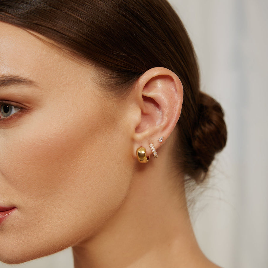 ANIA HAIE Silver, Gold-plate Chubby Small Huggie Hoop Earring l 8.5mm