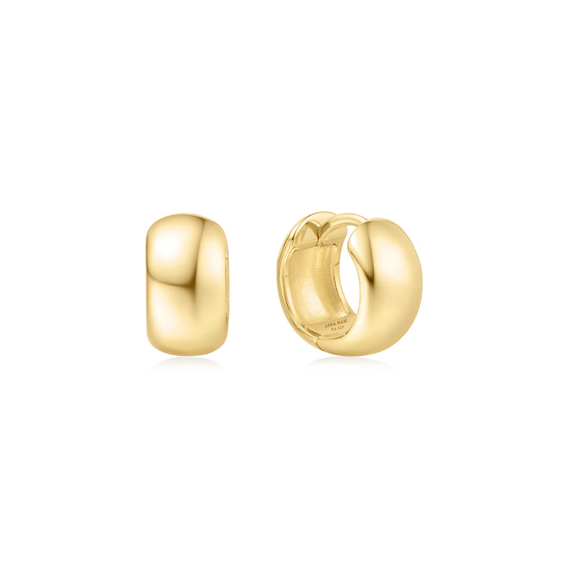 ANIA HAIE Silver, Gold-plate Chubby Small Huggie Hoop Earring l 8.5mm