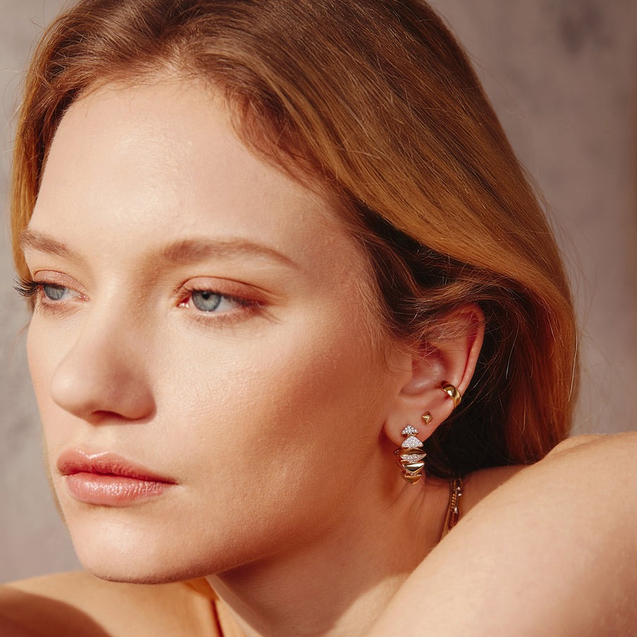 ANIA HAIE Sterling Silver, Gold-plate Pyramid Glam Stud Earrings