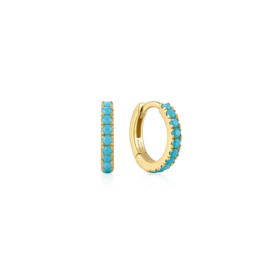 ANIA HAIE Silver, Gold-plate Aqua Blue Row Huggie Hoop Earrings