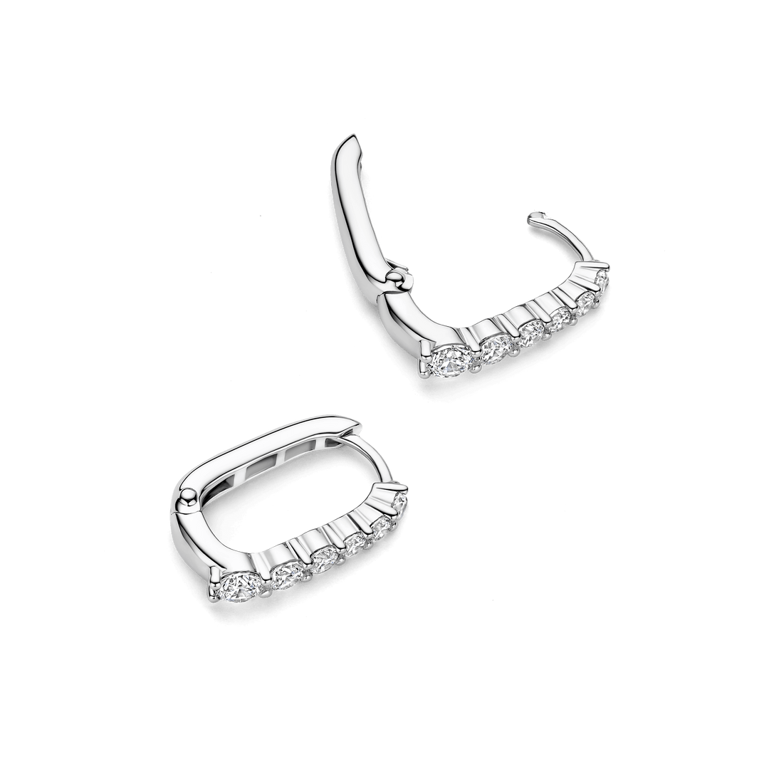 TI SENTO Sterling Silver and Zirconia Oval Hoop Earrings
