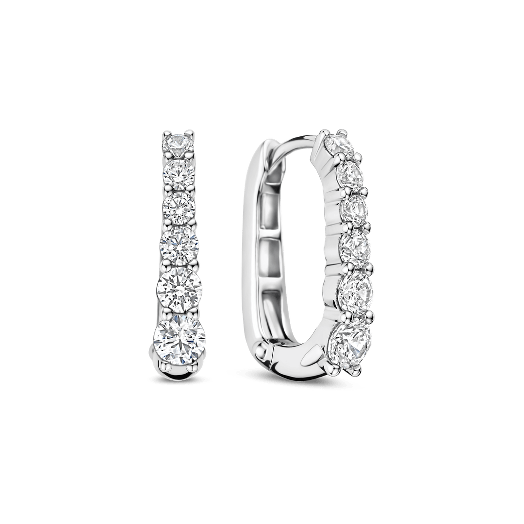 TI SENTO Sterling Silver and Zirconia Oval Hoop Earrings