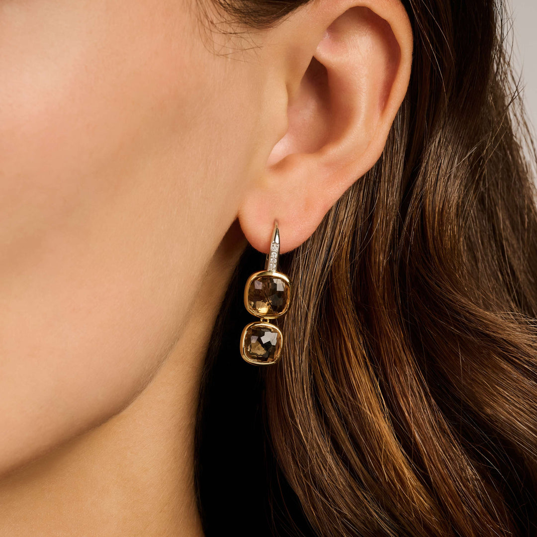 Sterling Silver and 18k Gold Vermeil Double Yellow Cushion Earrings l TI SENTO