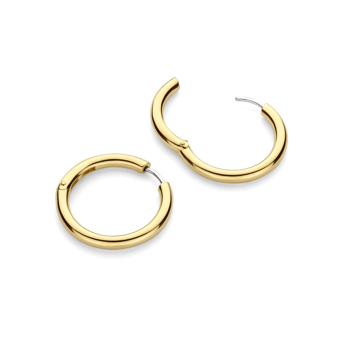 Sterling Silver and 18k Gold Vermeil Classic Oversize Hoop Earrings 25mm l TI SENTO